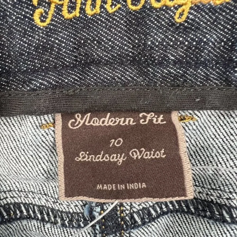 Ann Taylor modern fit Lindsay waist dark wash denim‎ blue wide leg cropped 10